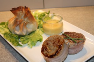 tournedos de boeuf et croustillant de légumes