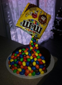 gravity cake m&m's
