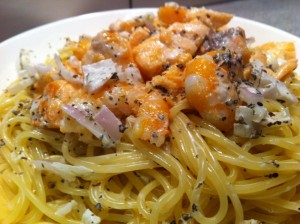 spaghettis saumon crevette