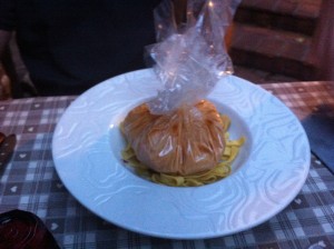 papillote de gambas et supreme de poulet